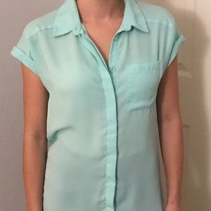 Turquoise button down blouse